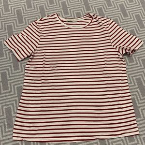 ZARA Red and White Striped Cotton TShirt